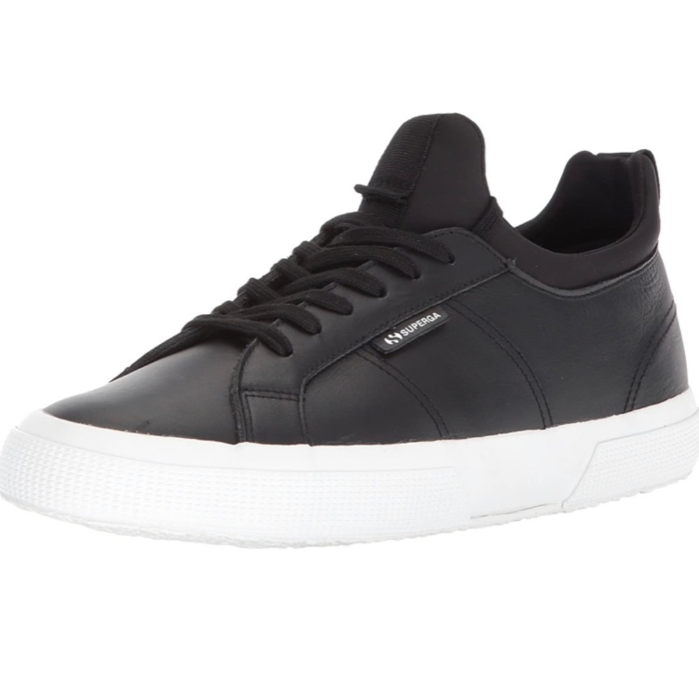 Superga Black Leather Sneakers 2750 Size 7